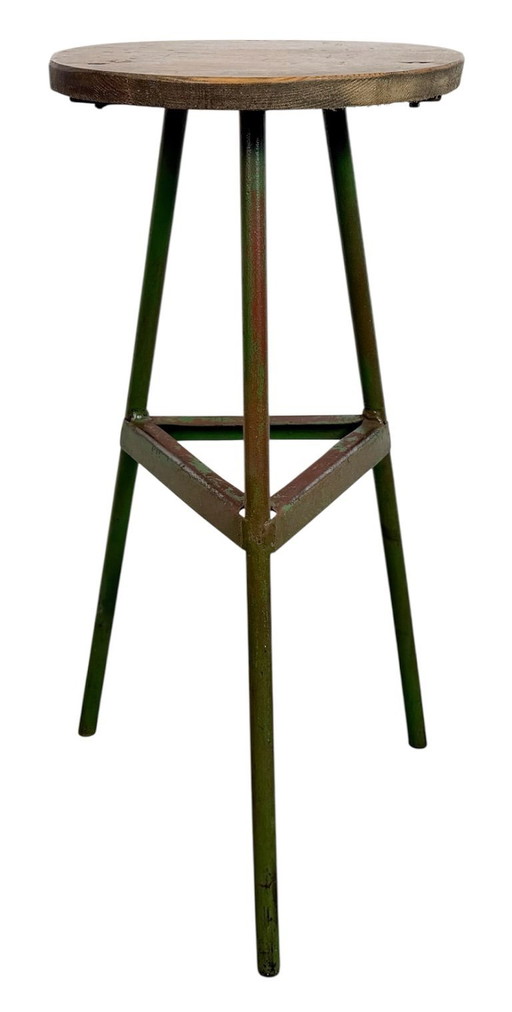 Grüner Werkstatthocker im Industriestil, 1960er Jahre