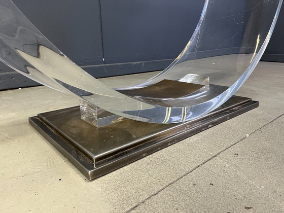 Image 1 of Vintage lucite and brass dining table, 1970s