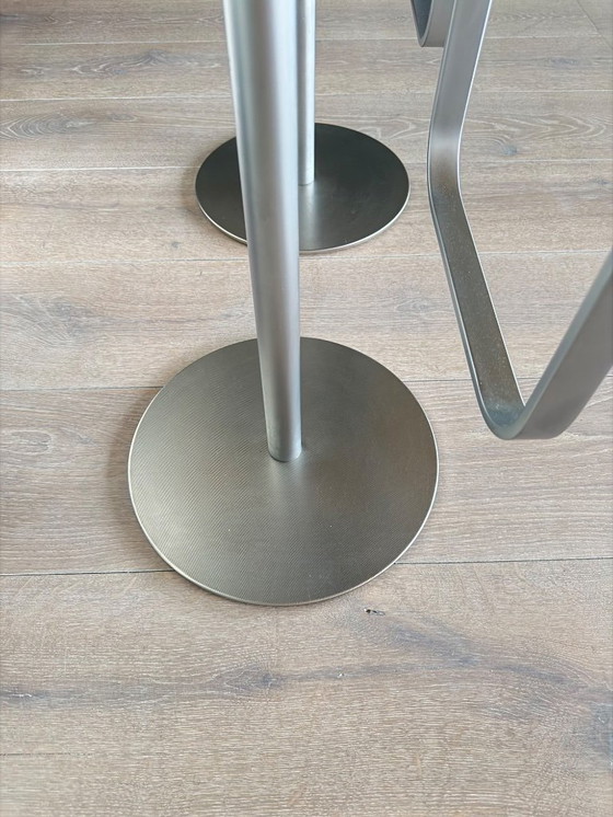 Image 1 of Set of 2 LaPalma LEM Bar Stools – Matte Chrome & Black Oak