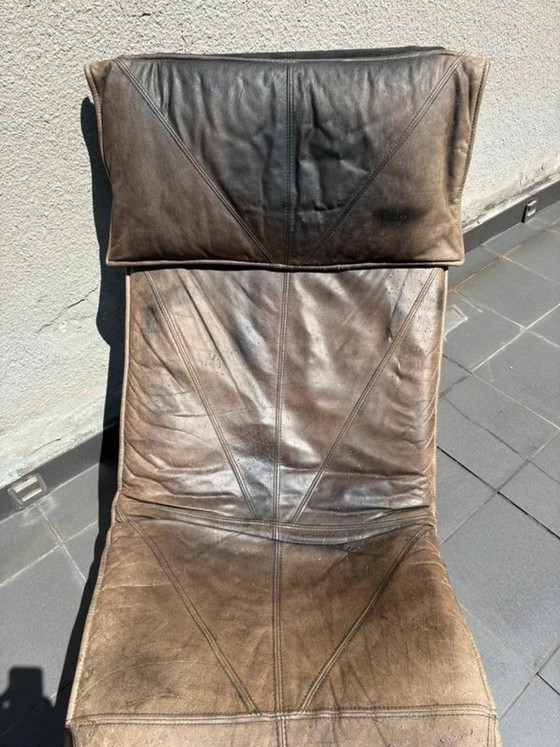 IKEA Skye Chaise Longue by Tord Björklund, Leather, 1980s, Metal, Brown (photo 4 of 6)