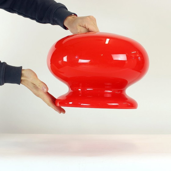 Image 1 of Plafón de cristal opalino rojo de mediados de siglo, Opp Jihlava, Checoslovaquia, 1960