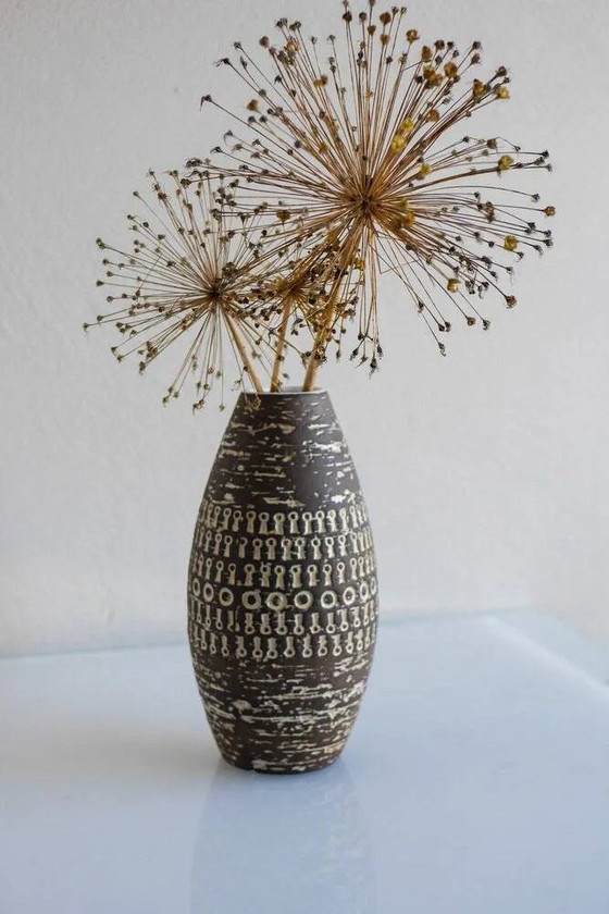 Image 1 of Brutalist Scandinavian modernist ceramic vase by Mari Simmulson for Upsala Ekeby, Sweden, 1970s.