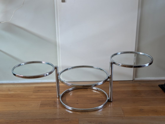 Vintage Leitmotiv Draaibare Salontafel – Glass, Metal (photo 5 of 7)