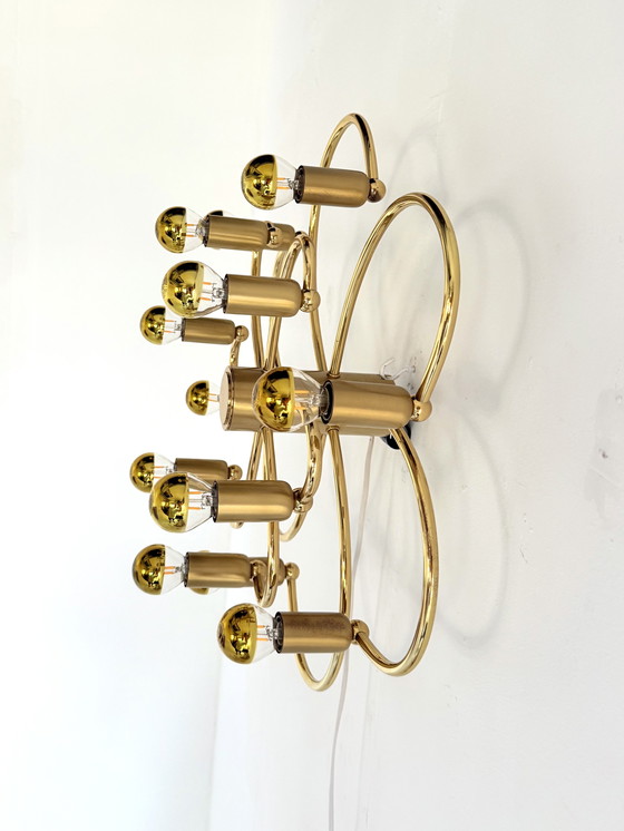 Image 1 of Vintage messing wad/plafondlamp, Scolari voor Helestra ‘70