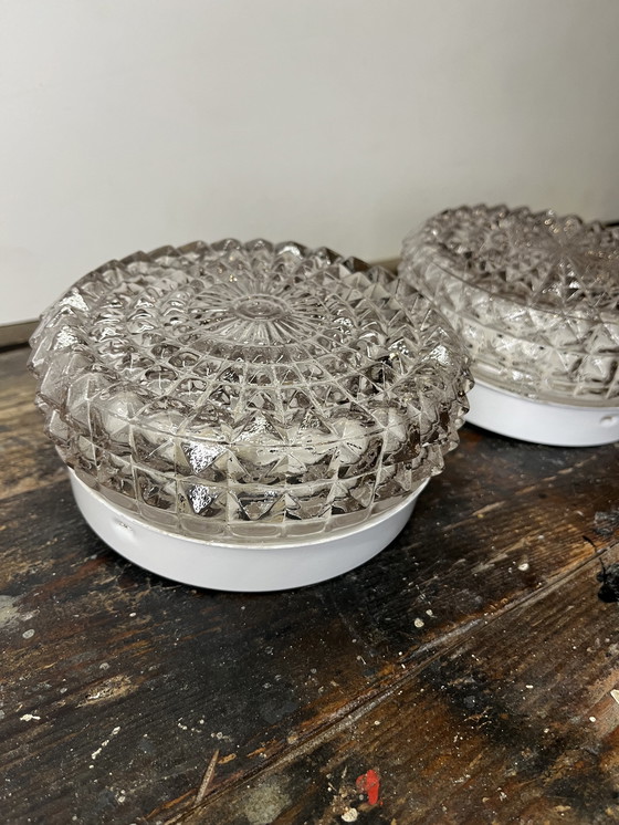 Image 1 of Vintage Set of 2 Crystal Ceiling Lamps