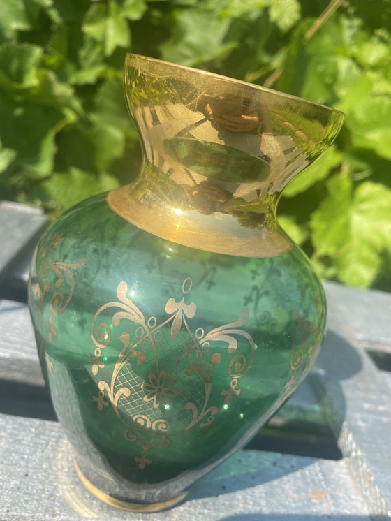 Image 1 of Vaso Murano émeraude et or