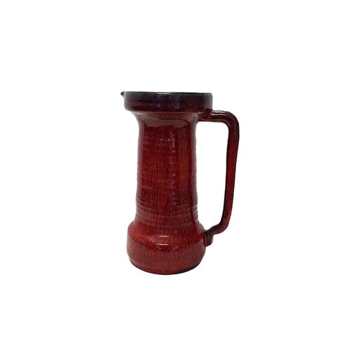Vase en céramique vintage rouge-brun/bordeaux, années 60/70
