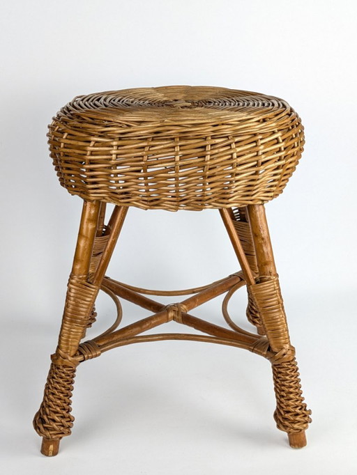Vintage wicker stool, 1960