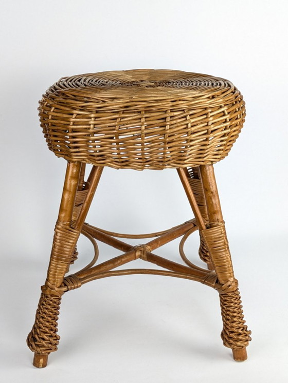 Image 1 of Vintage wicker stool, 1960