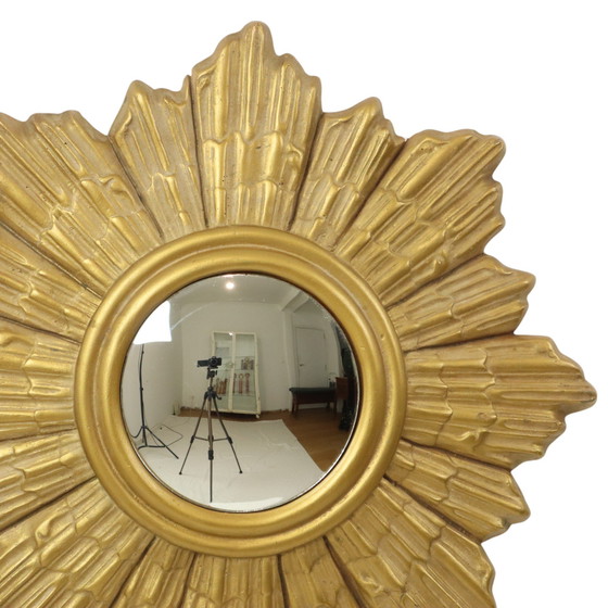 Image 1 of Golden Sunburst Plaster Sunburst Mirror