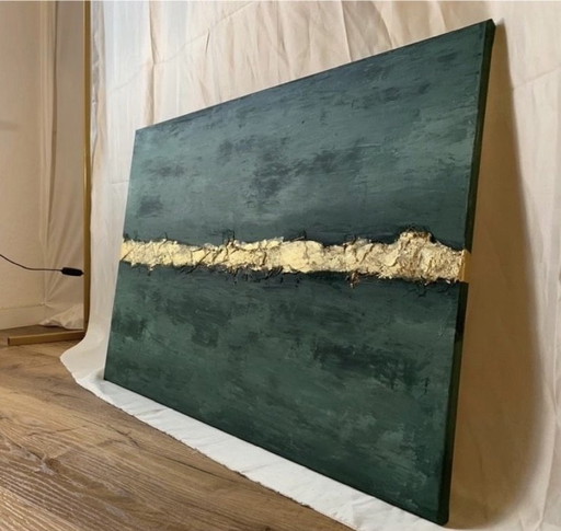 Acrylic painting "Golden Emerald"