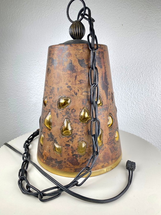 Image 1 of Vintage Brutalist Pendant Lamp by Nanny Still-McKinney for Raak Amsterdam – Dark Mid Century Modern Large Hanging Light, 1960s