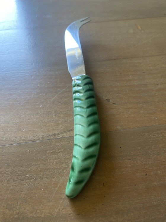 Image 1 of Plat et son couteau barbotine Sarreguemines