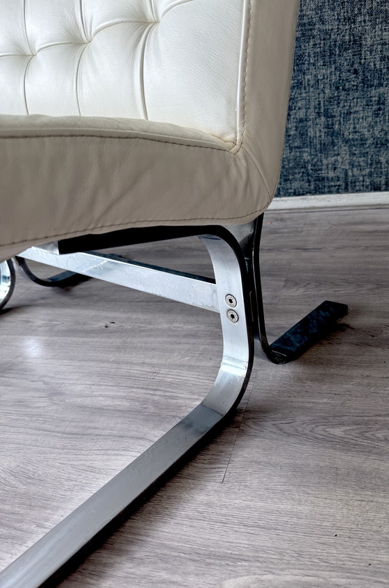 Image 1 of Vintage Italian Lounge Chair in White Leather, 1970s