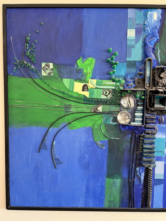 Image 1 of Opera d'arte tridimensionale unica, realizzata con tecniche miste. 83x175 cm