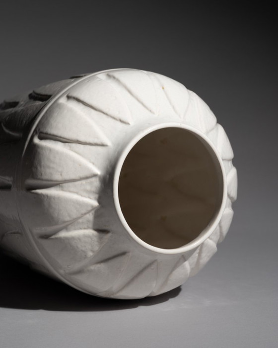 Image 1 of Vase de sol blanc Bay Keramik (modèle 8040), céramique ouest-allemande des années 1960-1970, H 40 cm