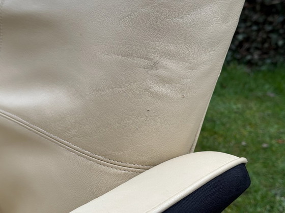 Image 1 of Vintage Ikea Malung armchair & footstool, 1999, cream white, 90s design