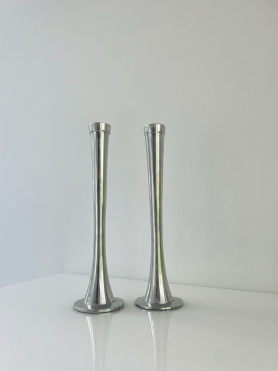 Image 1 of Set minimalistische metalen kandelaren - 27 cm hoog