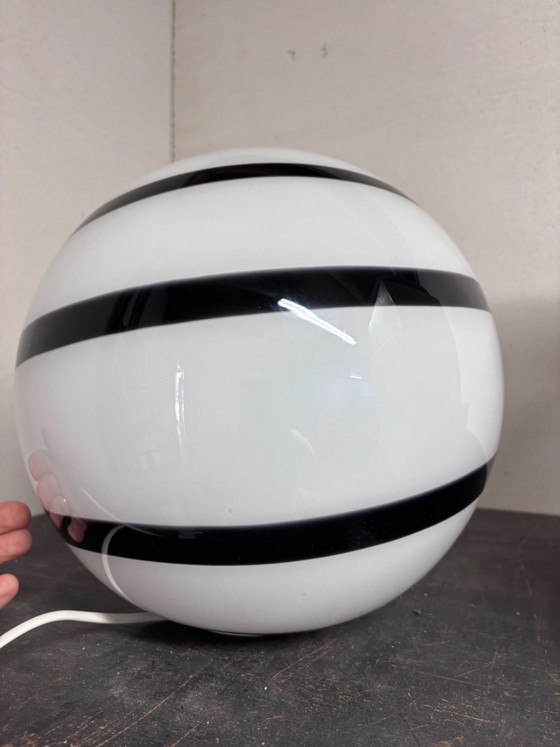 Vintage 'Zebra' Swirl Table Lamp Large Sphere Ø 30 cm – Wofi Leuchten, Glass (photo 8 of 11)