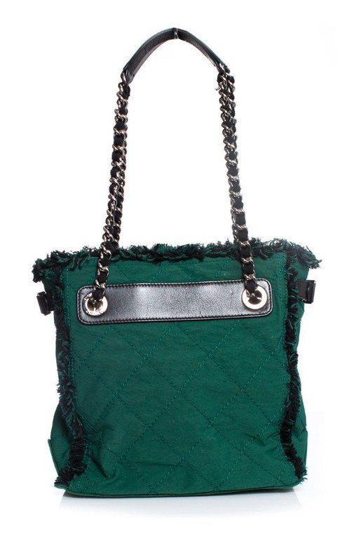 Borsa Chanel in tela trapuntata verde