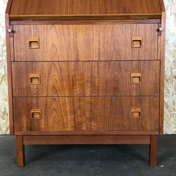 Image 1 of 60s 70s teak secretaire ladekast Deens Modern Bureauontwerp Denemarken 60s 70s