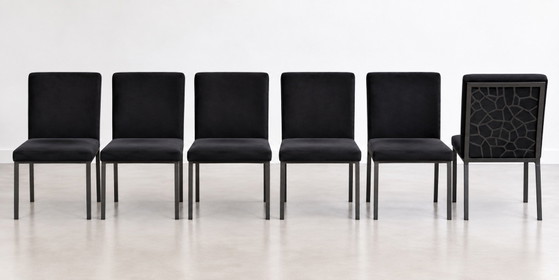 Set of 6 black design dining chairs – Cotton (photo 4 of 5)