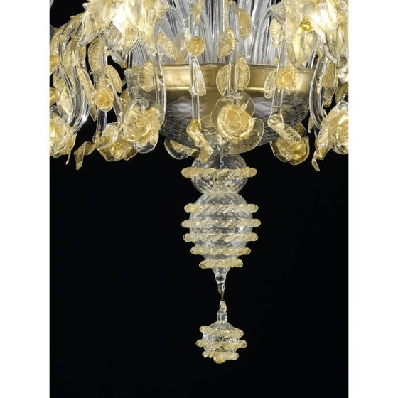 Image 1 of Huge Luxury Italian Chandelier With Flowers and Leaves Murano Glass