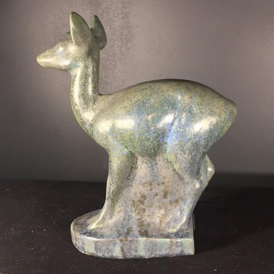 Art Deco Steenwerk Hertenbeeldhouwkunst van Thierry Van Rijswijck voor Roger Guérin, jaren 30 – Ceramic (photo 14 of 16)