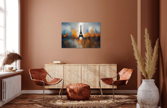 Image 1 of Tela astratta "Torre Eiffel" / Arte astratta / Decorazione murale (75 x 50 cm)