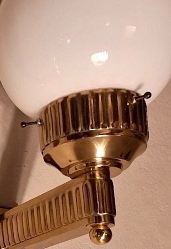 Astoria Art Deco wandlamp van messing en glas, ontworpen door Josef Hoffmann – WOKA, Wandlampen (photo 2 of 9)