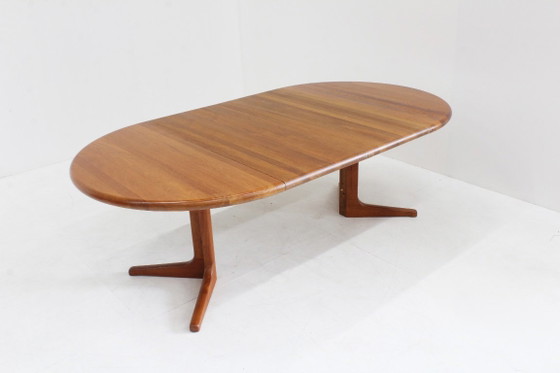 Table de salle à manger ronde extensible vintage danoise en teck massif Glostrup – Tables de salle à manger (photo 4 of 8)