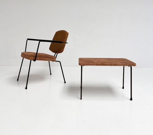 Model 5002 armchair with side table by Rudolf Wolf for Elsrijk, 1950s