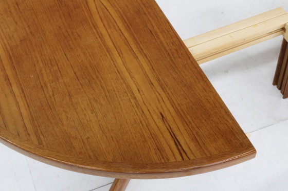 Vintage Danish Round Extendable Dining Table Teak Wood 1960s Gudme (photo 3 of 9)
