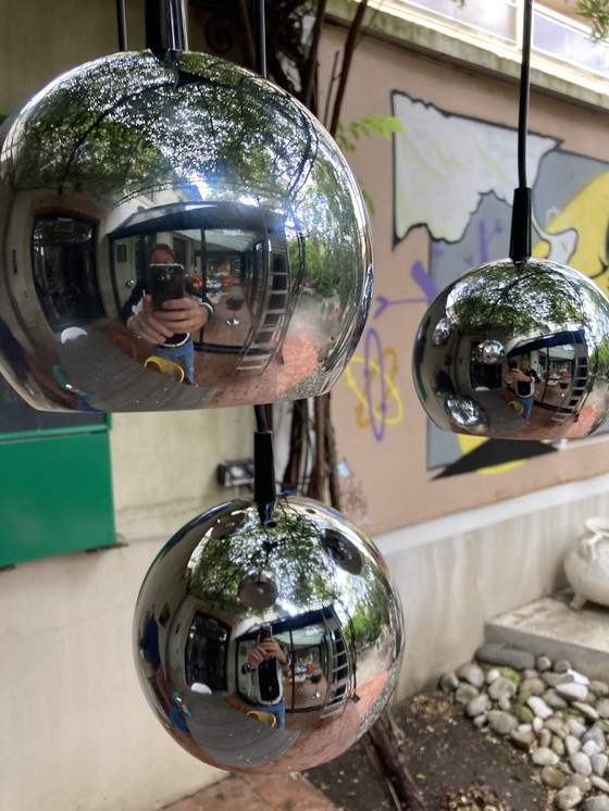 Image 1 of 4 Globe Hanglampen Metaal, Chroom, Jaar 70/80