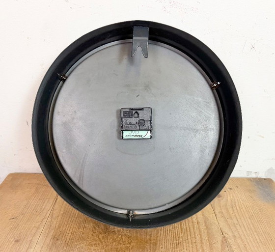 Image 1 of Dark Grey Industrial Factory Wall Clock from Pragotron, 1960s