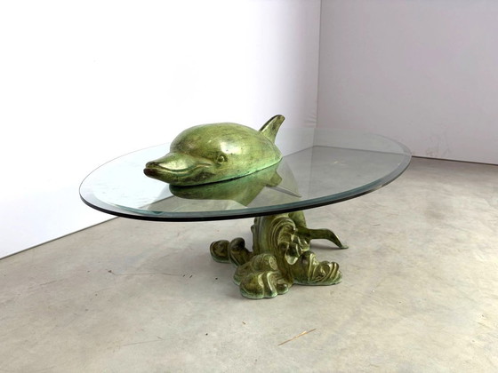 Table basse dauphin en laiton, années 1970 - France – Tables basses, Glass, Brass (photo 10 of 13)