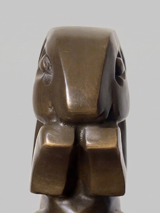 Image 1 of Patinierte Bronze-Hase-Skulptur, signiert Bizette, Art-déco-Stil – 16 cm
