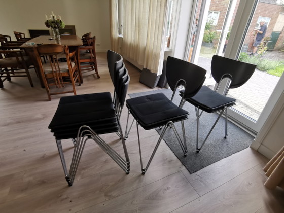 8 Kusch & Co Mikado Design Chairs by Leeman – Dining chairs, Metal, Textile (photo 3 of 6)