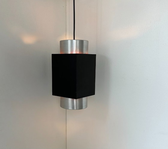 Image 1 of Suspension vintage, chrome et métal noir, Scandinavie, 1970
