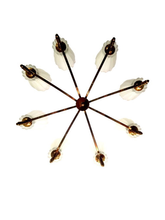 Image 1 of Impressionante lampada a sospensione vintage - Anni '40 - '50 - Ottone - Germania -.