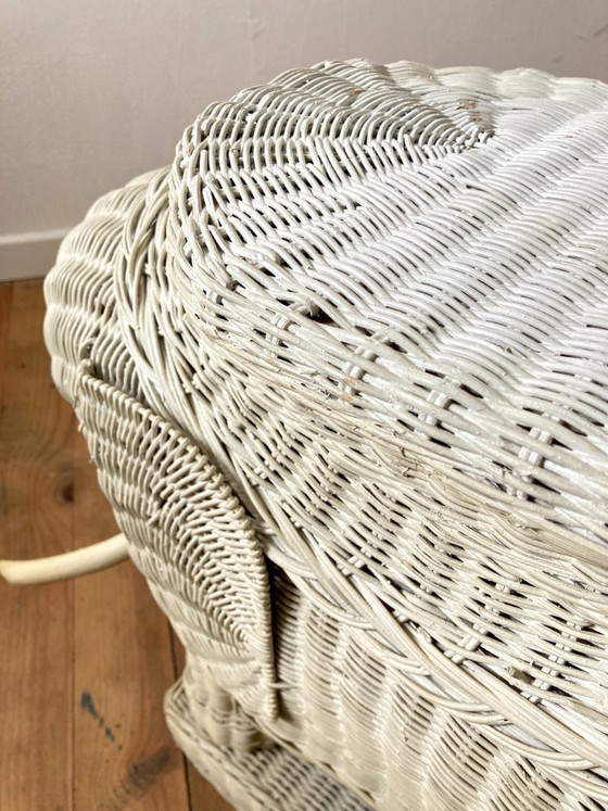 Tavolino elefante in vimini laccato bianco, anni '70, Tavolini, Rattan, Crema (foto 8 di 14)