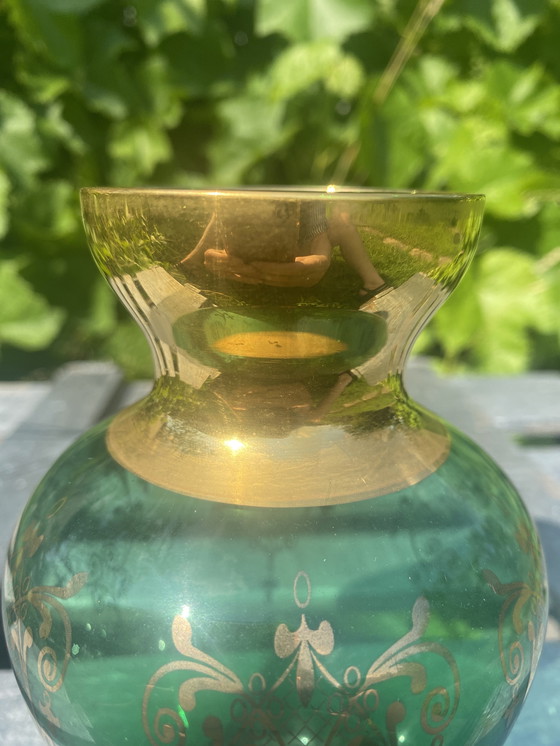 Image 1 of Vaso Murano émeraude et or