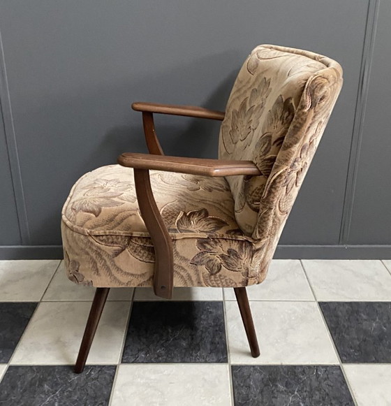 Image 1 of Cocktailstuhl mit Armlehnen, Blumenmuster, 1960er Jahre