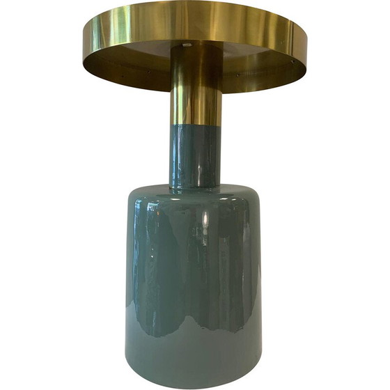 Image 1 of Vintage side table in glossy jade and gold color