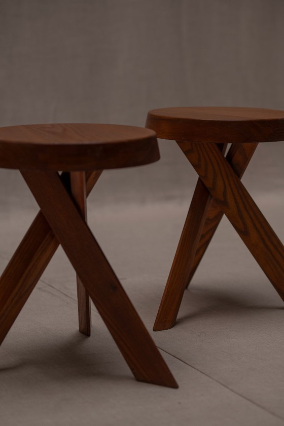 Image 1 of Frühe Serie von Hockern "S31 A" von Pierre Chapo