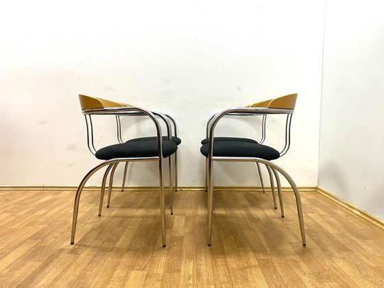 Image 1 of Set da pranzo, stile metà secolo, struttura in tubi cromati, anni '70