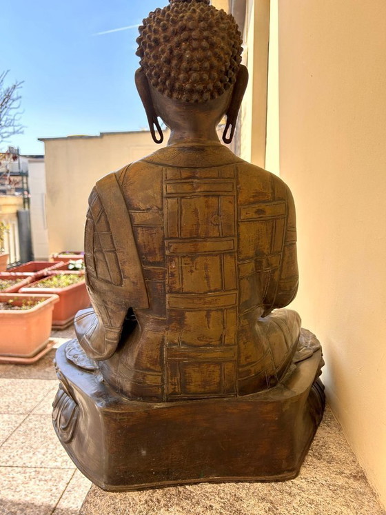 Image 1 of Title: Significant 68cm Handcrafted Bronze Buddha Statue – 22kg – Exceptional Engraved Detail