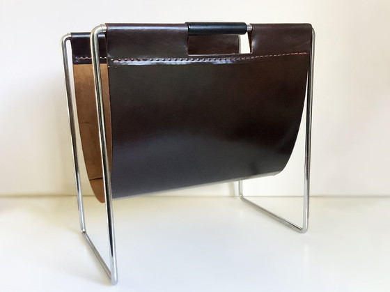 Image 1 of Brabantia Leather Chrome Reading Rack 1960s/70s