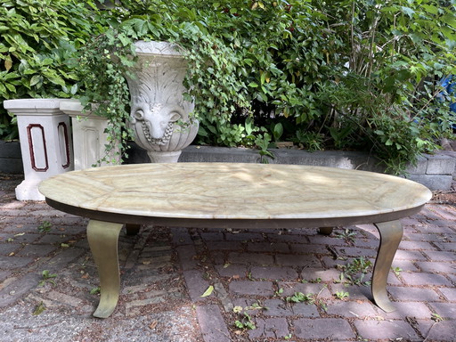 Coffee table marble top/brass legs