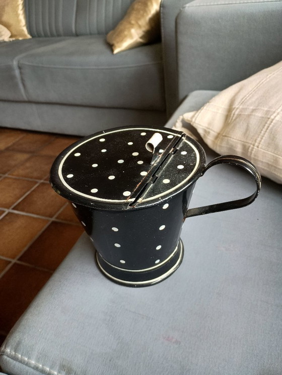 Image 1 of Vintage metal bucket with flip-top mechanism